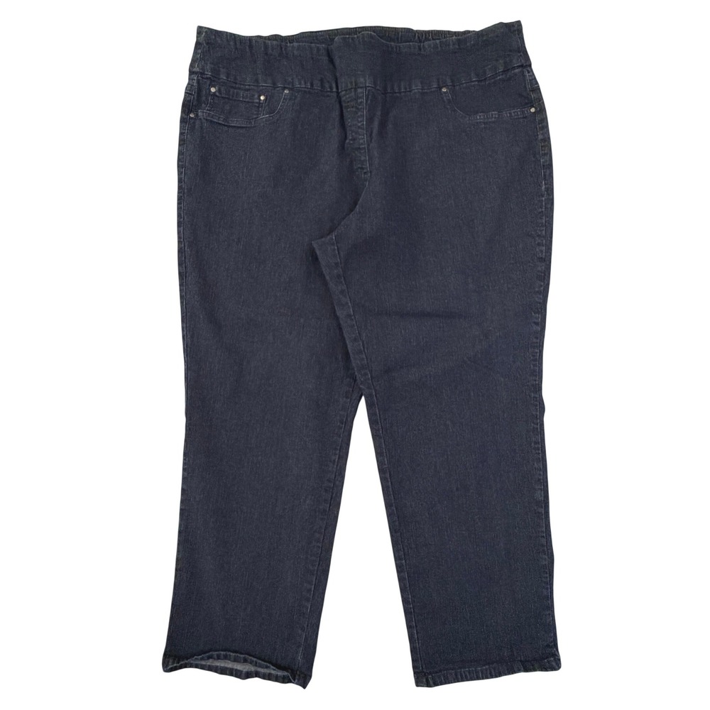 Ruby Rd Woman 20W Dark Wash Pull On Straight Leg Stretch Jeans 99808